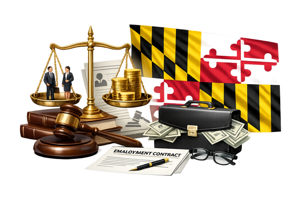 Maryland employment attorney fee breakdown and labor dispute data table
