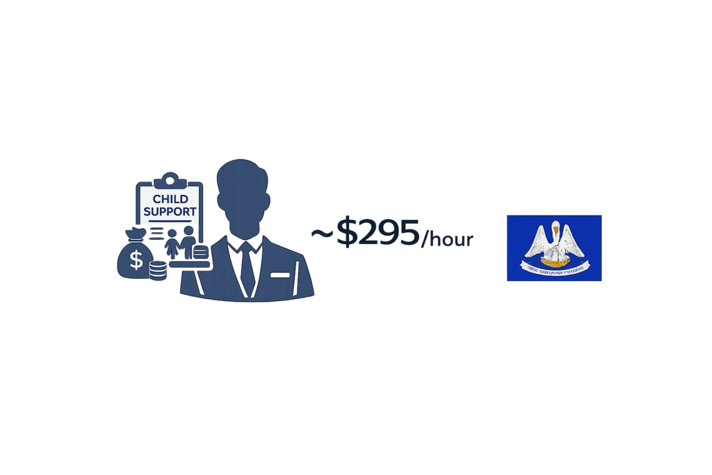 Average Louisiana child support attorney fees and income shares calculation chart