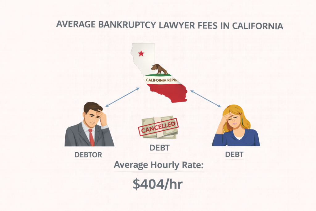 Average California bankruptcy attorney fees and court cost infographic