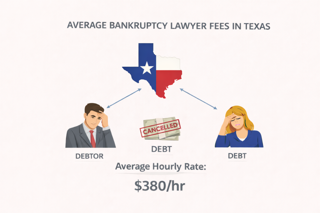 Texas bankruptcy attorney fee and court cost comparison infographic
