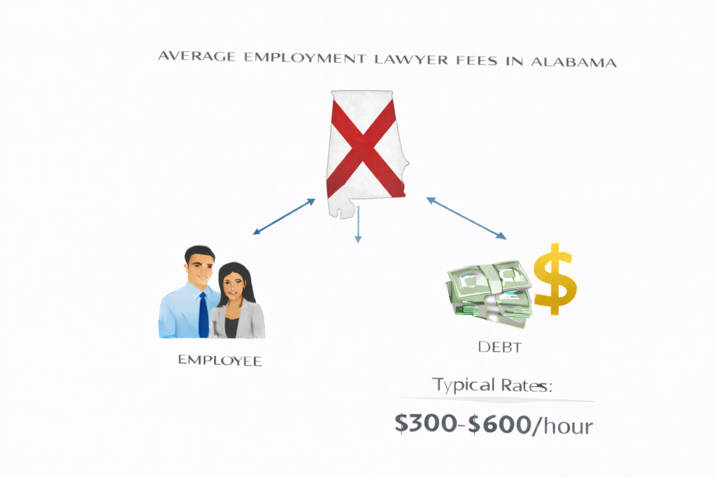 Average Alabama employment lawyer fees and EEOC filing cost chart
