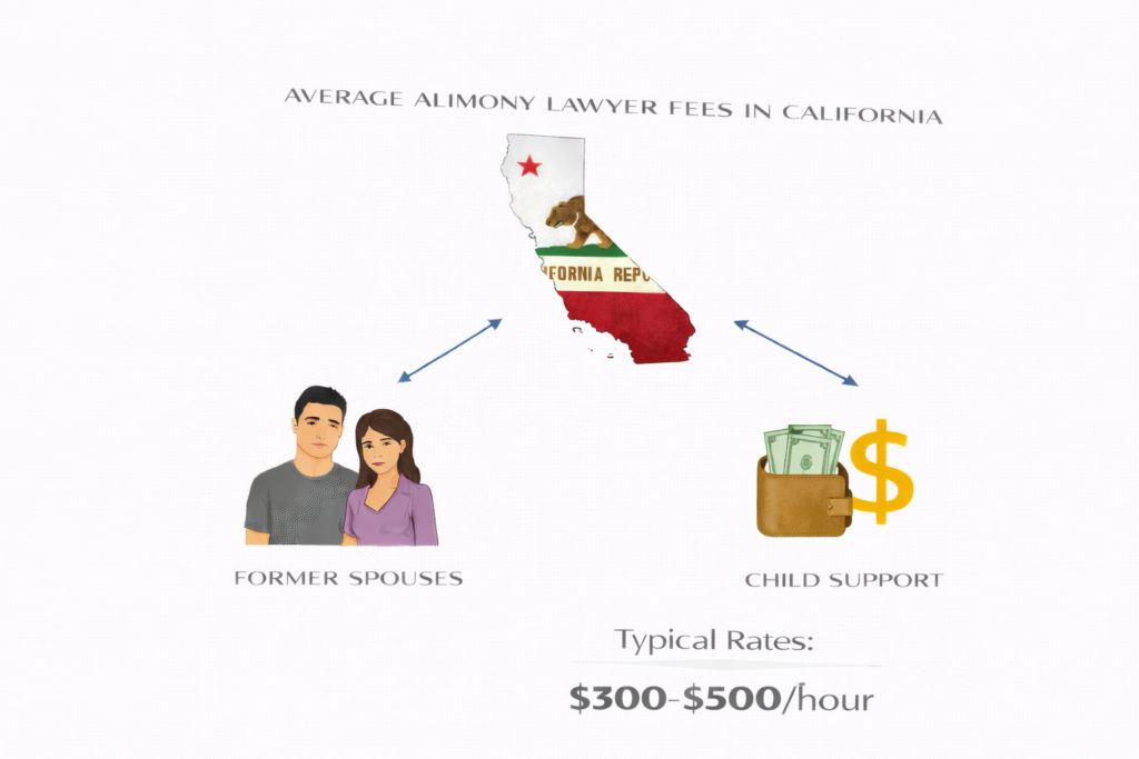 Average alimony lawyer fees and spousal support court costs in California