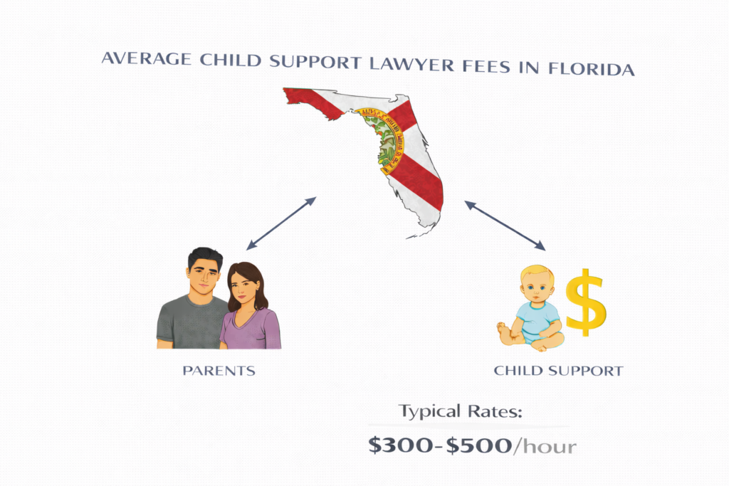 Average Florida child support lawyer fees and court calculation costs chart
