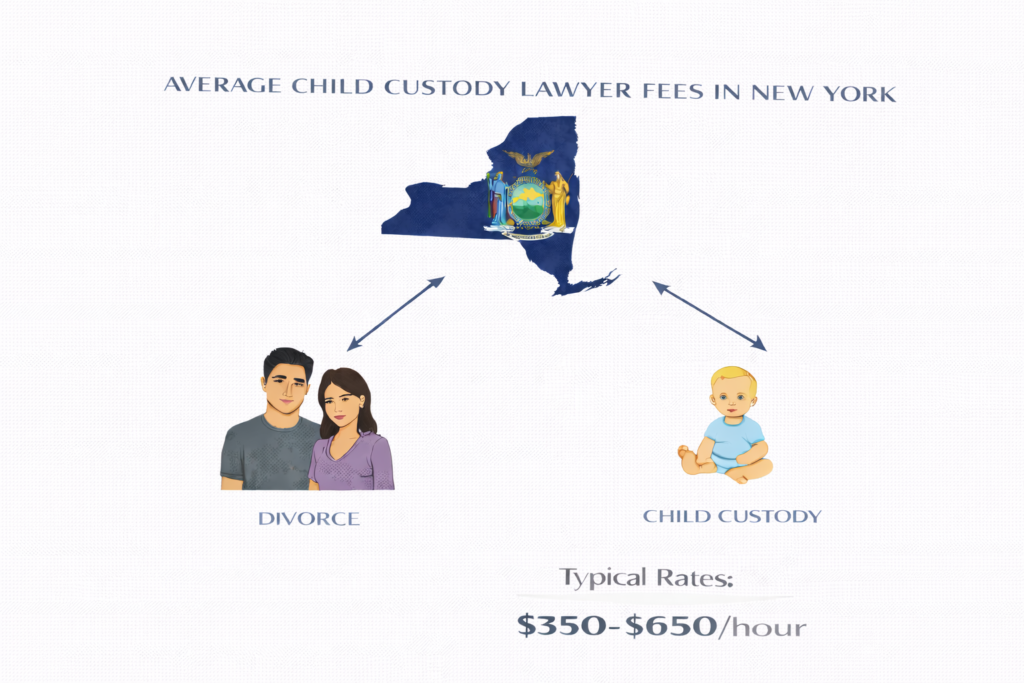 Average New York child custody attorney fees and court-ordered evaluation costs