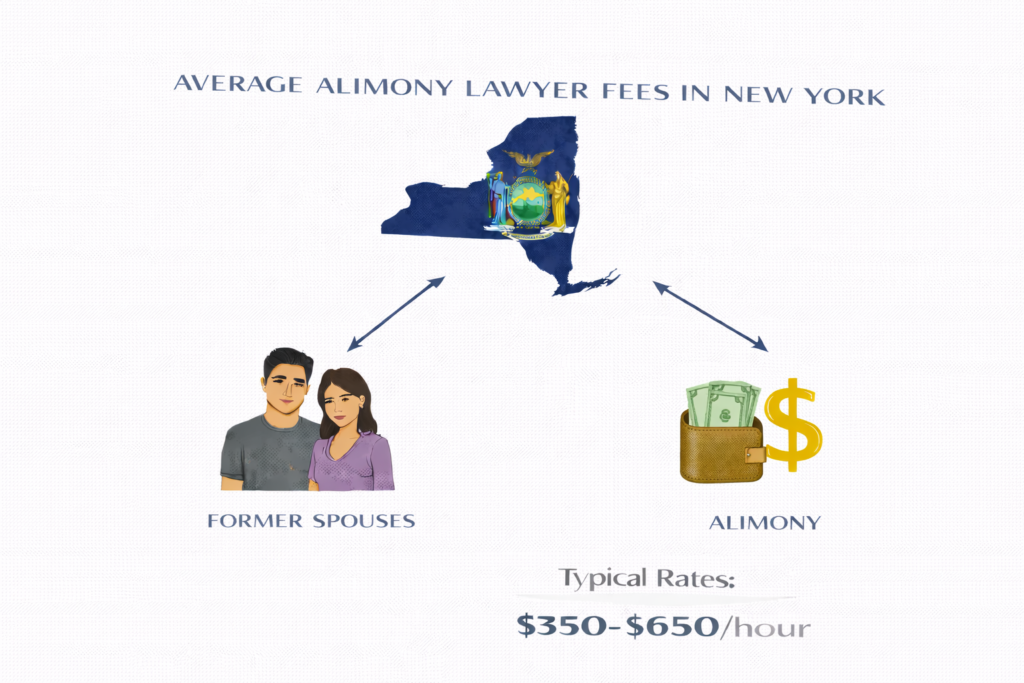 Average alimony lawyer fees and court-ordered maintenance costs in New York

