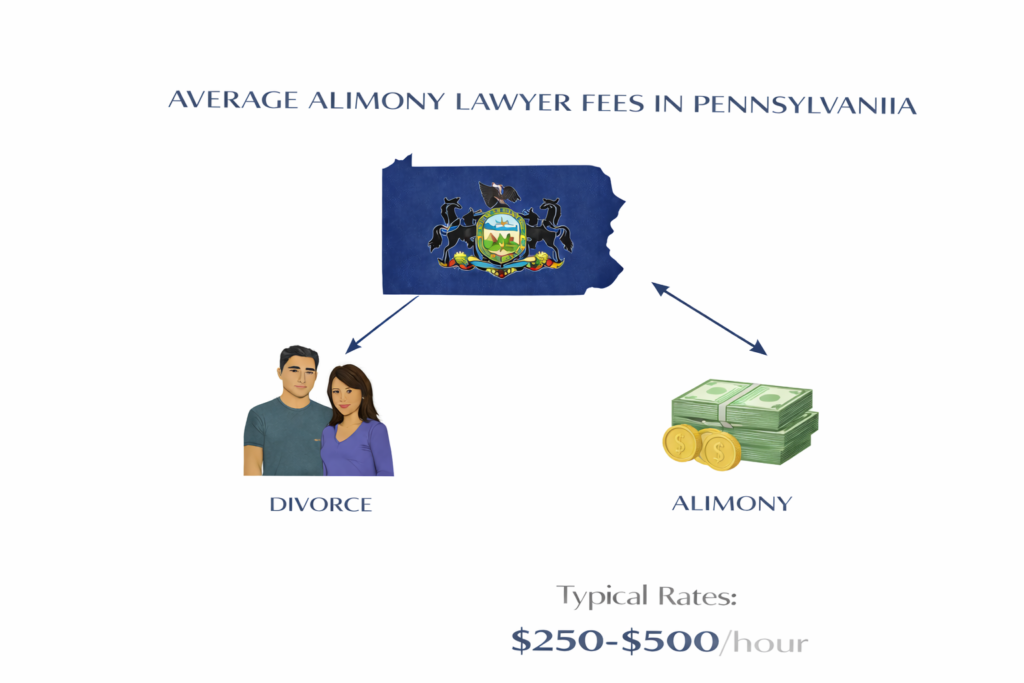Average alimony lawyer fees and court-ordered support costs in Pennsylvania

