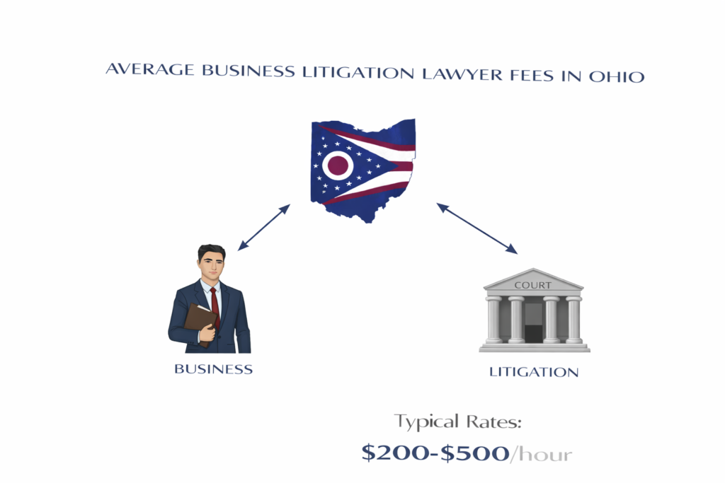 Average Ohio business litigation lawyer fees and contract dispute cost chart
