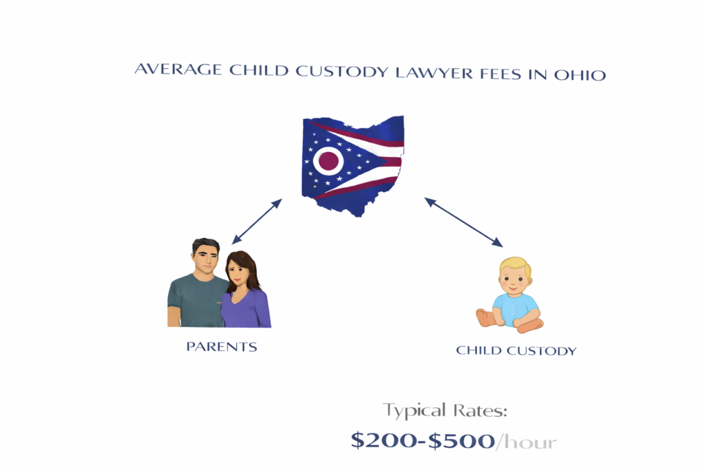 Average Ohio child custody lawyer fees and court-ordered GAL cost chart
