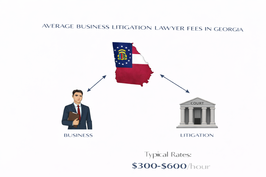 Average Georgia business litigation lawyer fees and commercial court costs chart
