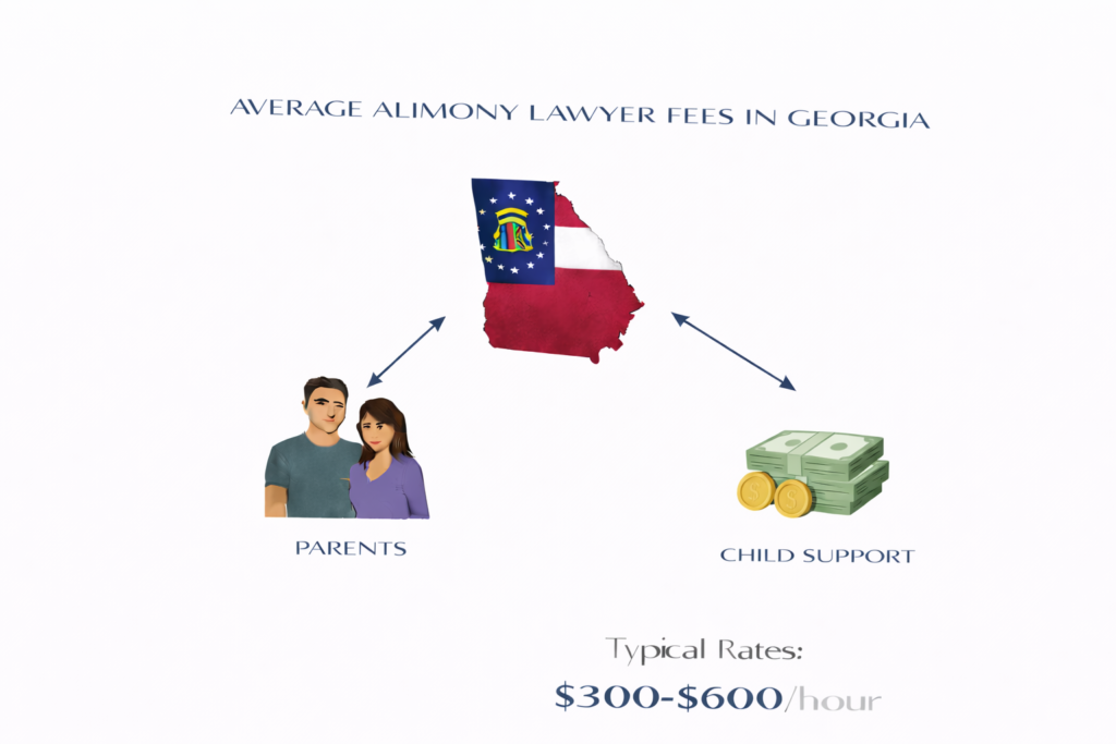 Average alimony lawyer fees and spousal support court costs in Georgia