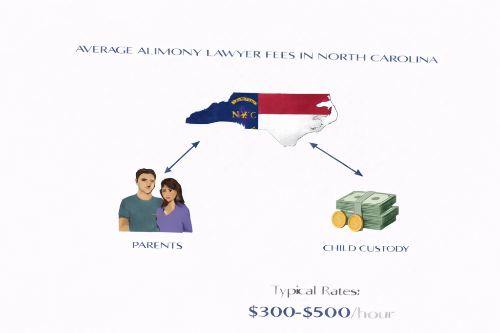 Average alimony attorney rates and spousal support court costs in North Carolina