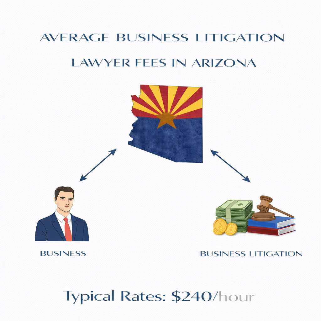 Average Arizona business litigation lawyer fees and commercial court costs chart
