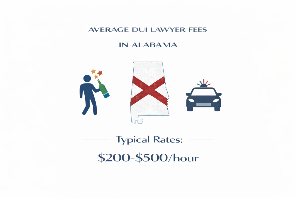 Average Alabama DUI lawyer fees and court-ordered fine chart
