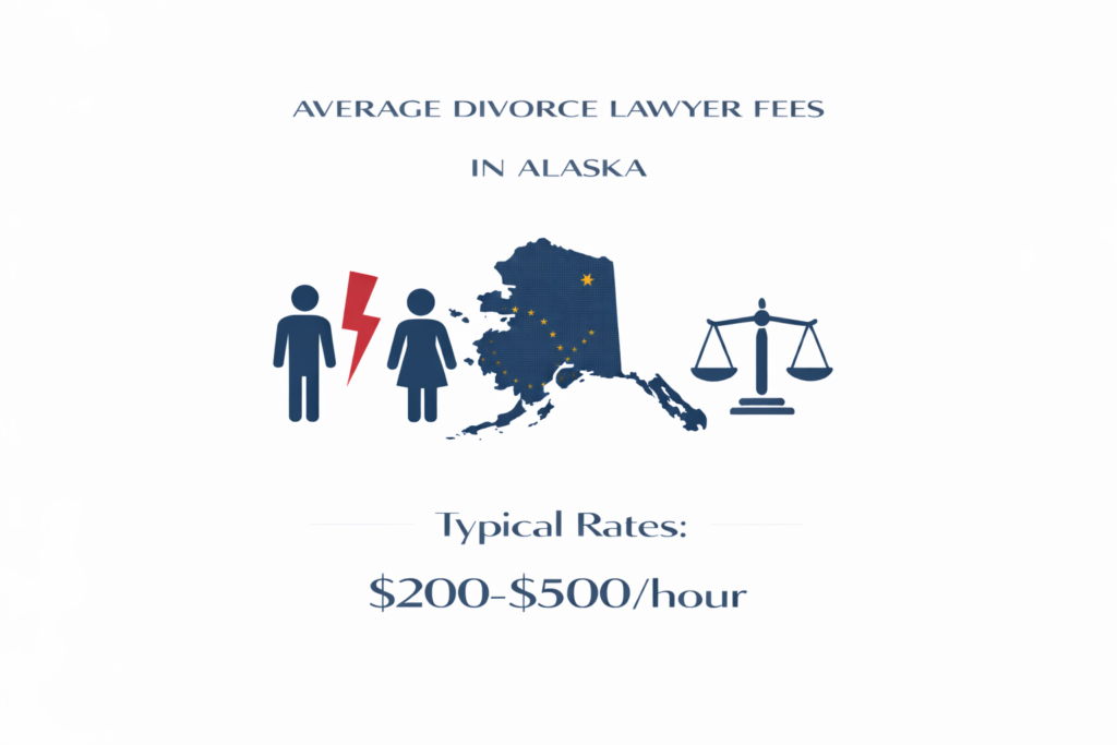 Average Alaska divorce lawyer fees and court-related expense chart

