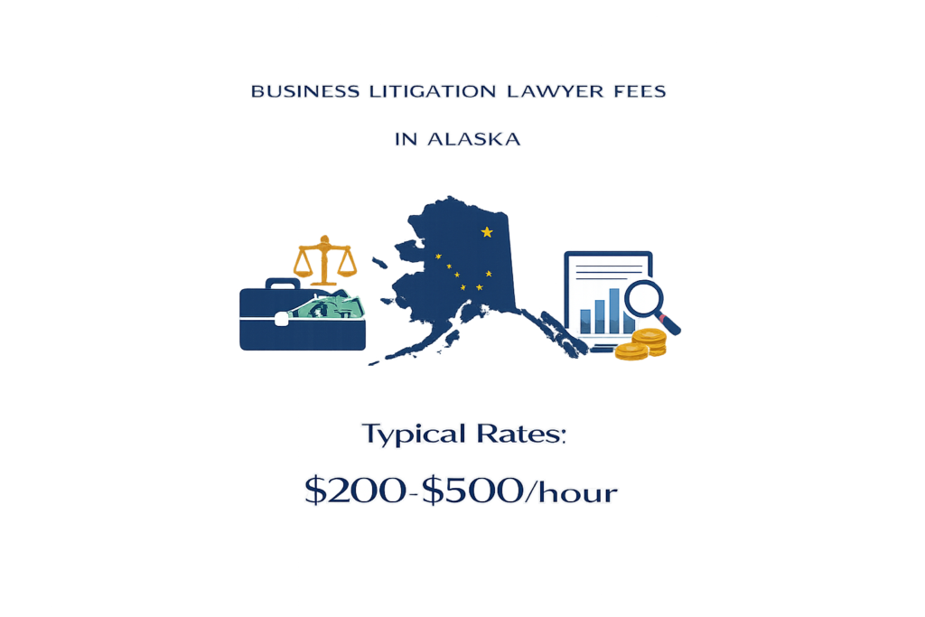 Average Alaska business litigation lawyer fees and court cost data chart
