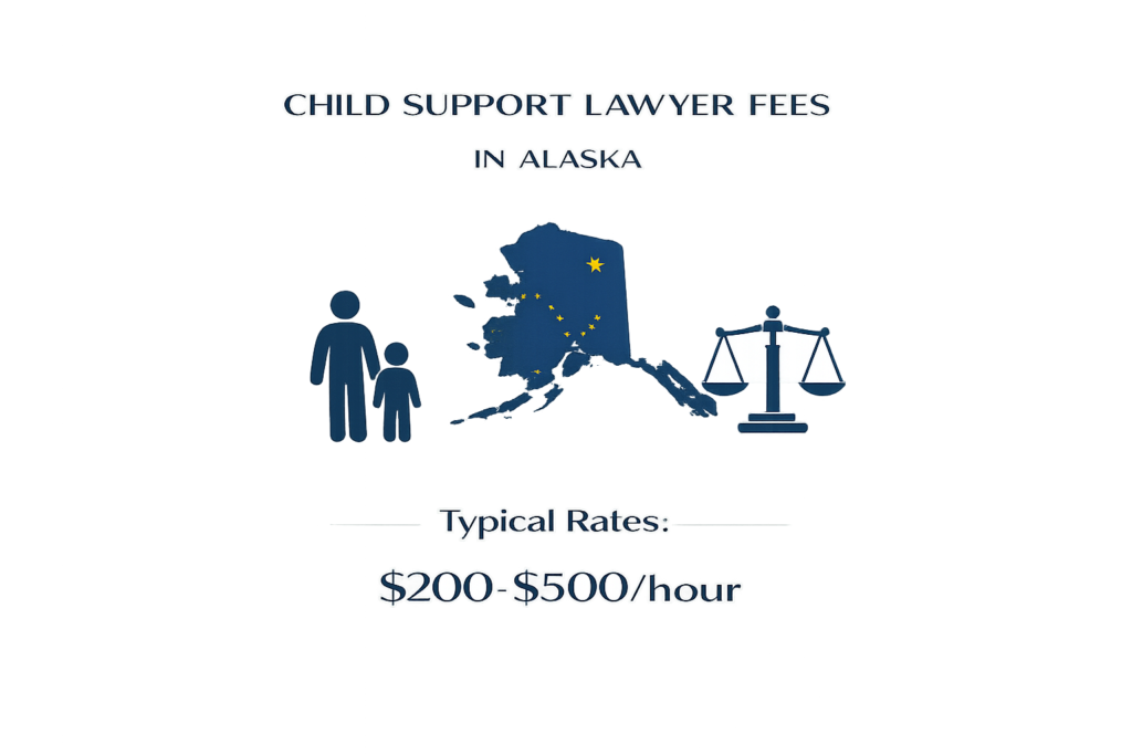 Average Alaska child custody lawyer fees and Rule 90.3 court costs chart
