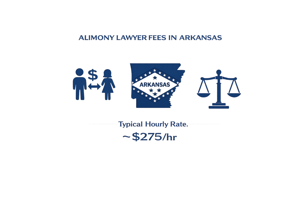 Arkansas alimony lawyer hourly rates and court cost data chart