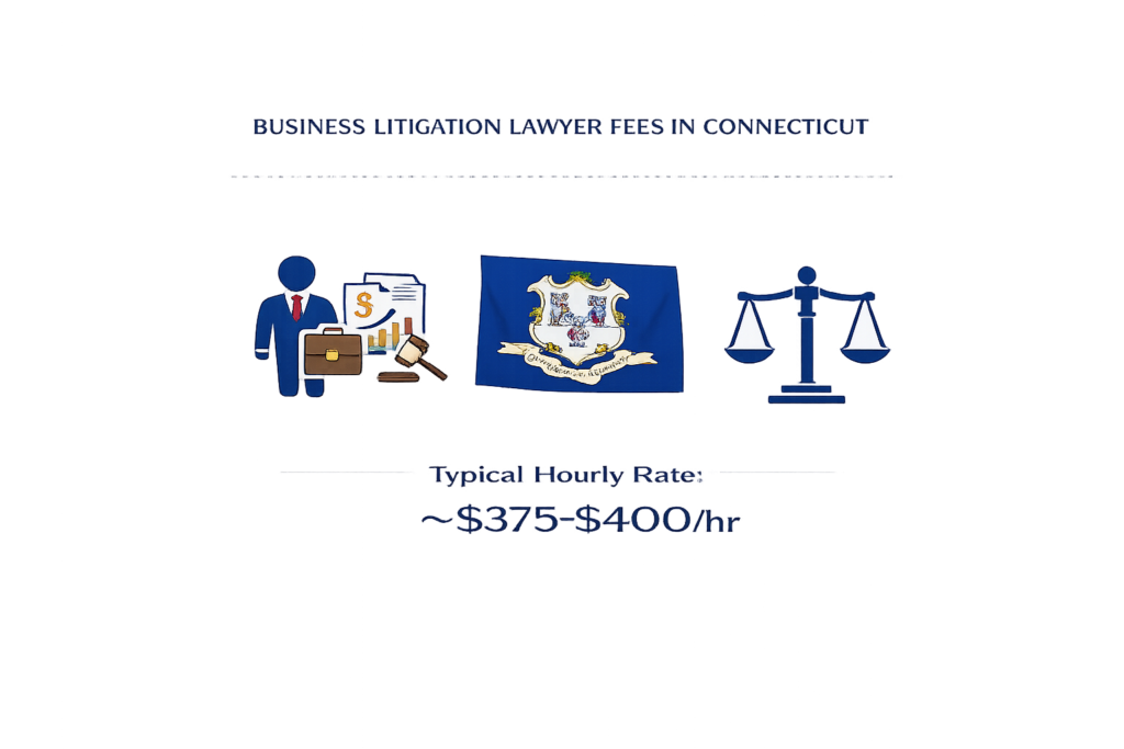 Average Connecticut business litigation lawyer fees and commercial court costs
