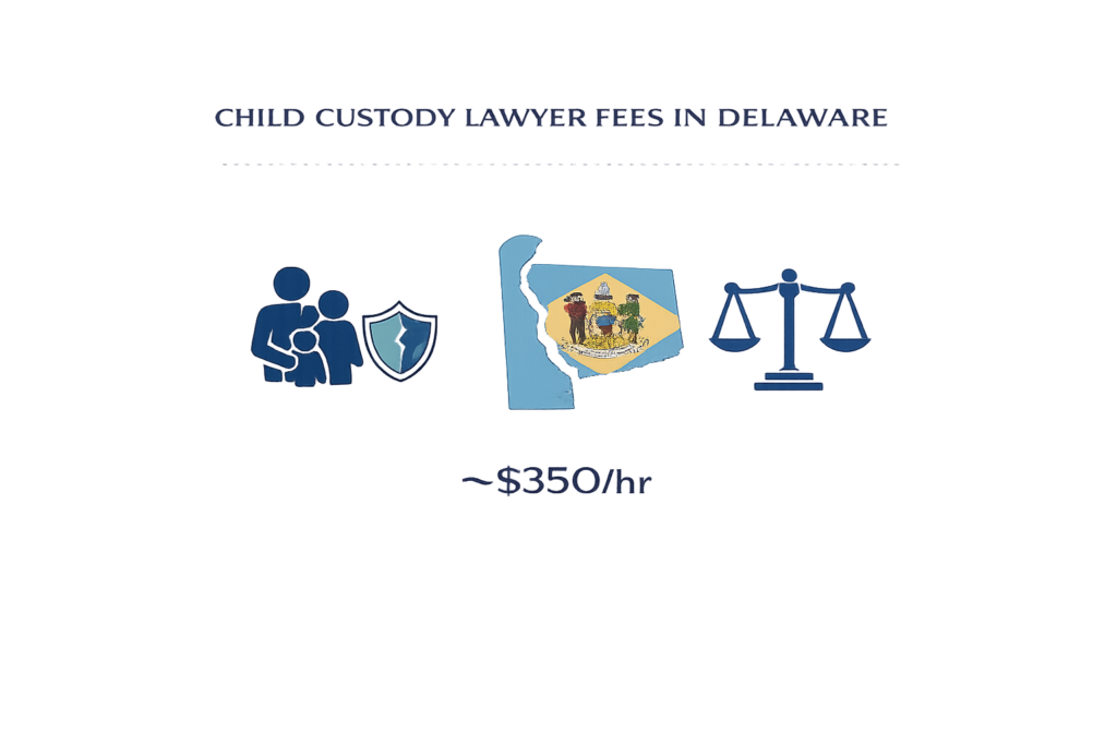 Average Delaware child custody lawyer fees and Family Court costs chart

