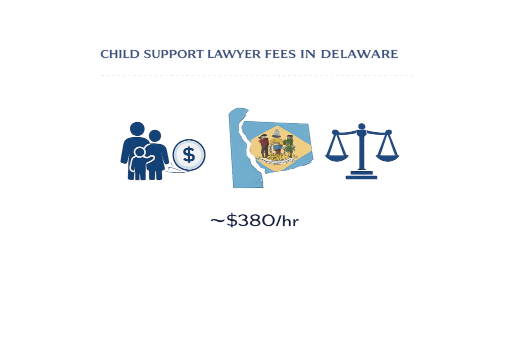 Average Delaware child support attorney fees and Melson Formula calculation chart
