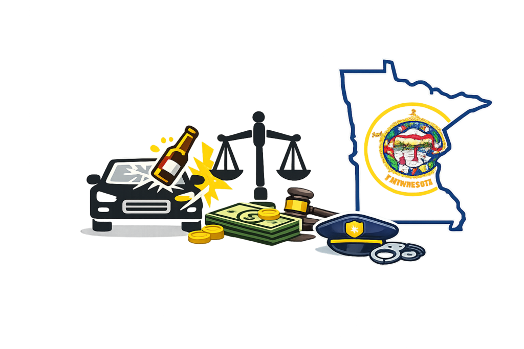 Average Minnesota DWI attorney fees and license reinstatement cost data
