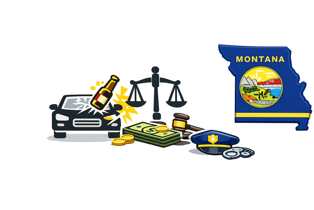 Average Montana DUI lawyer fees and court-ordered fine infographic
