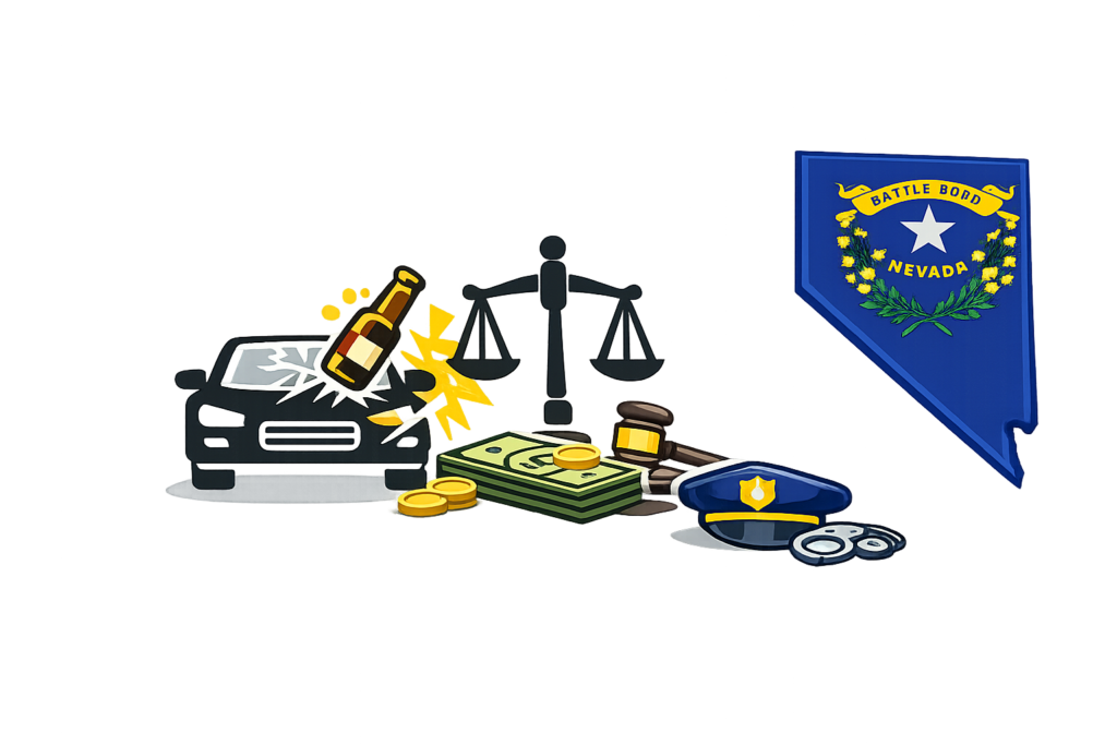 Detailed Nevada DUI attorney fee brackets and court cost infographic
