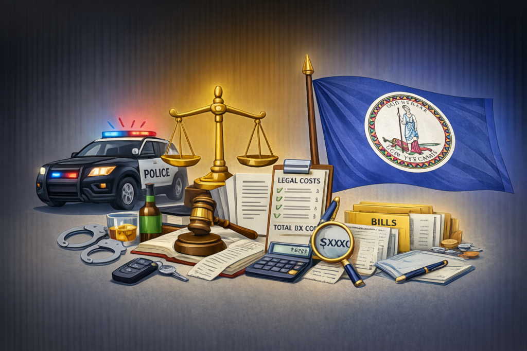 Average Virginia DUI attorney fees and VASAP program cost chart
