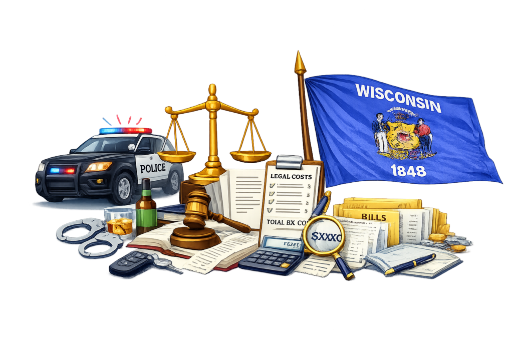 Wisconsin OWI (DUI) attorney fees and occupational license cost infographic
