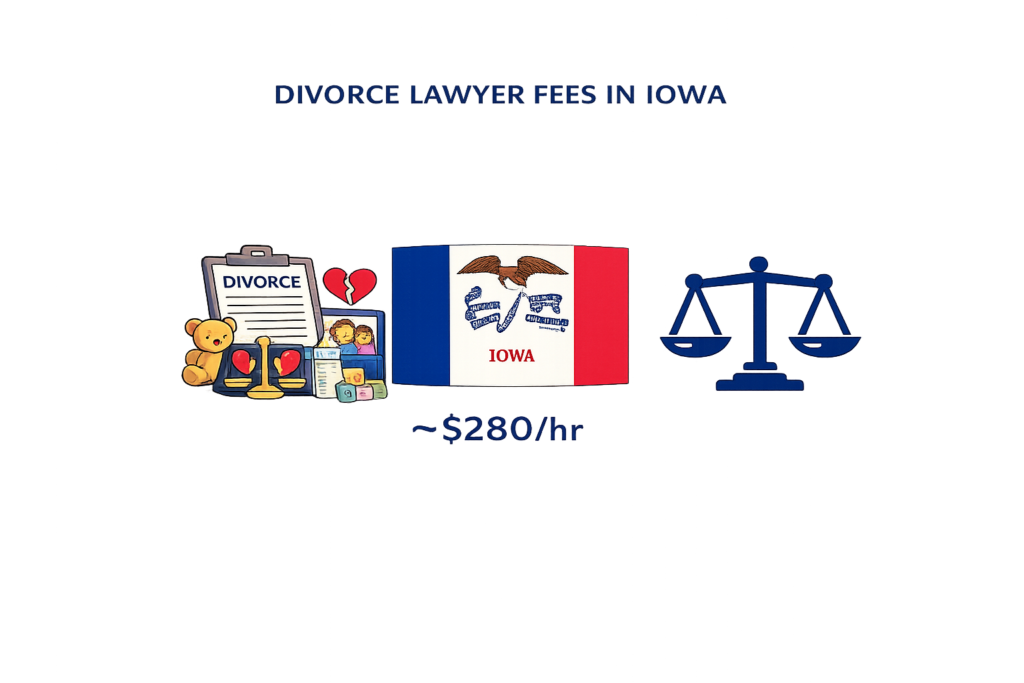Average Iowa divorce lawyer fees and court-ordered mediation costs chart
