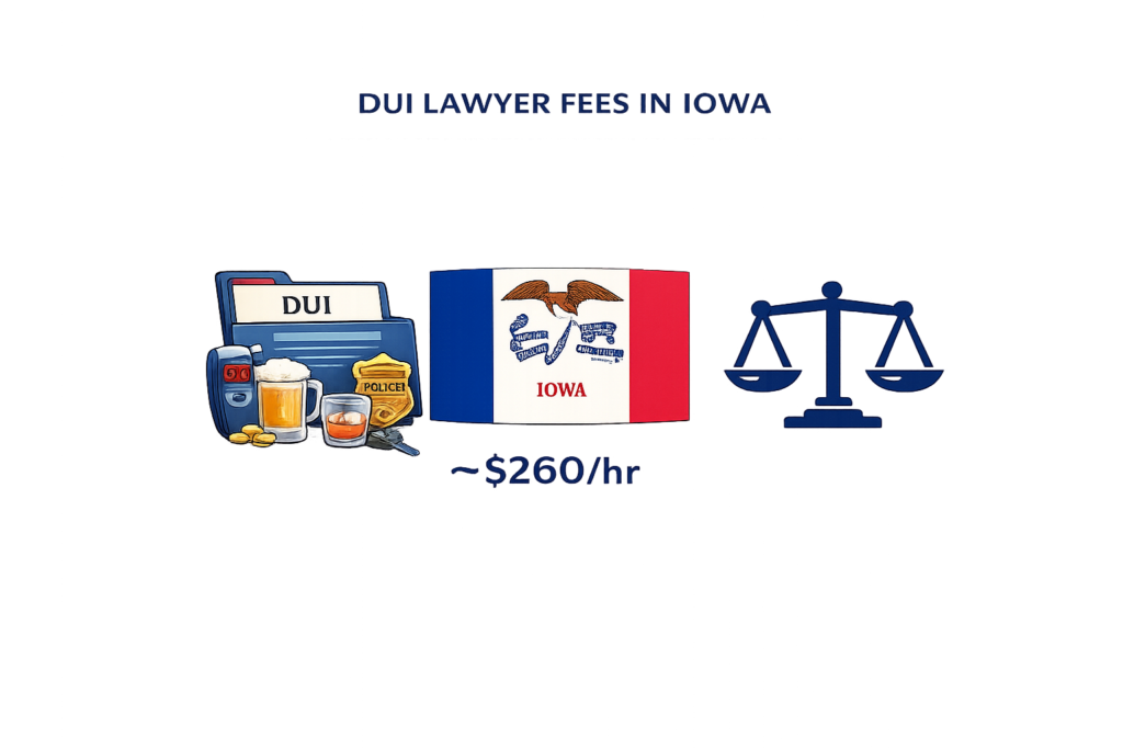 Average Iowa OWI (DUI) attorney fees and DOT license reinstatement cost chart
