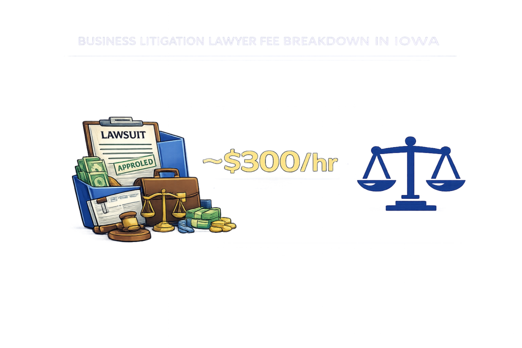 Average Iowa business litigation lawyer fees and contract dispute cost chart