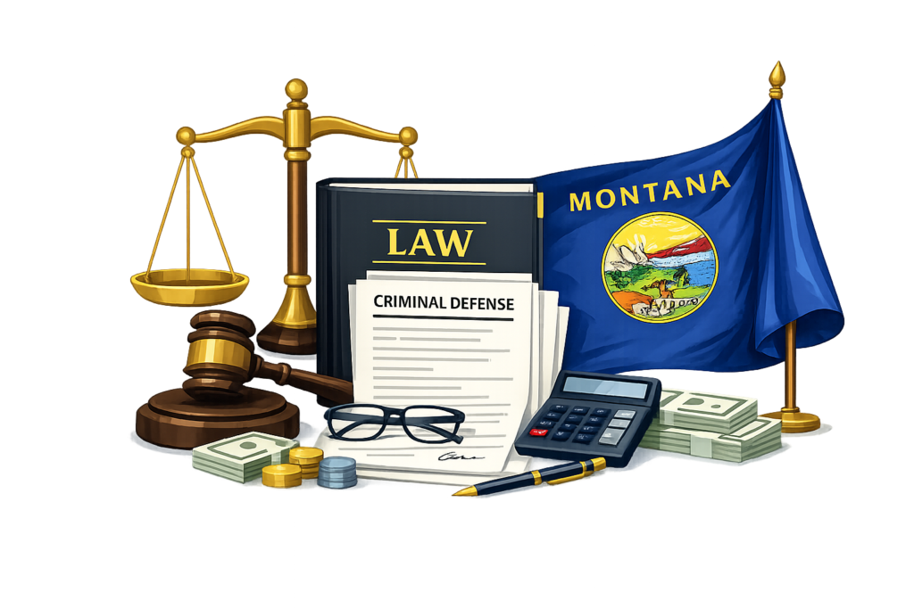 Montana criminal defense attorney fee range and court filing infographic
