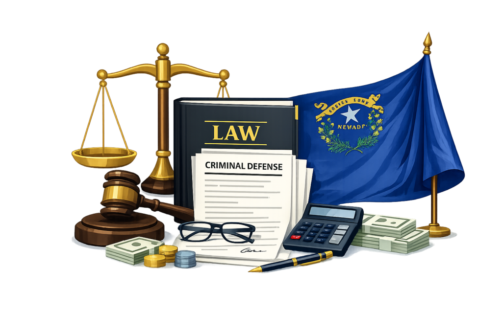 Average Nevada criminal defense lawyer fees and court cost data chart
