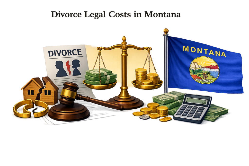 Average Montana divorce lawyer fees and court filing expense data table