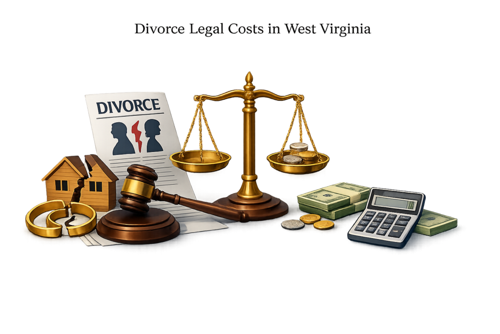Average West Virginia divorce lawyer fees and court-ordered support costs
