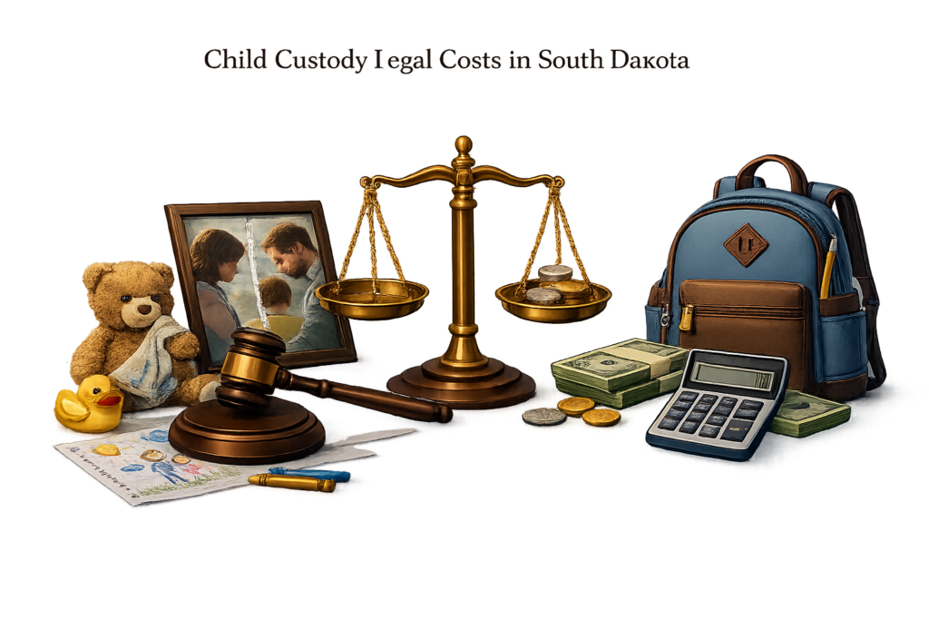 South Dakota child custody attorney fees and parenting plan cost data chart