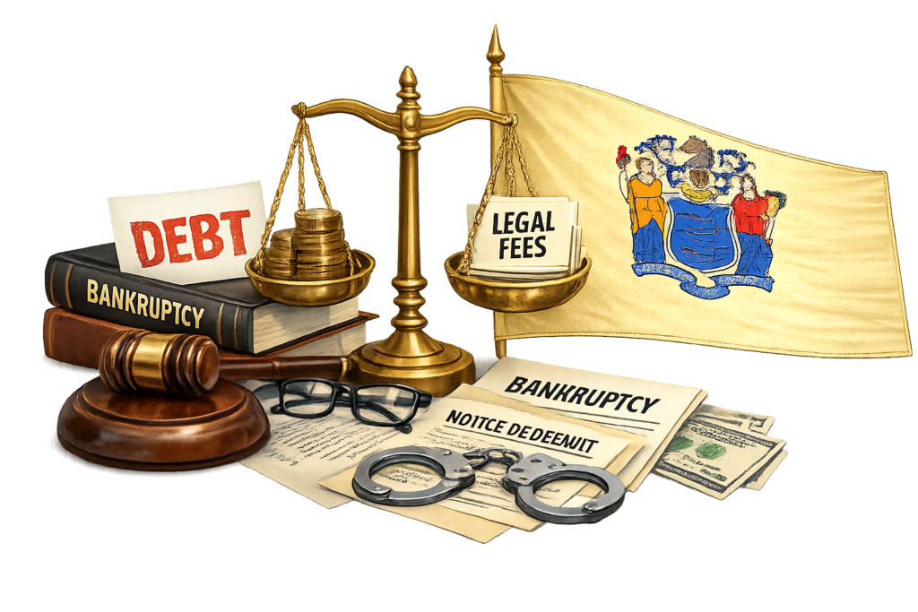 Average New Jersey bankruptcy lawyer fees and court-related cost chart
