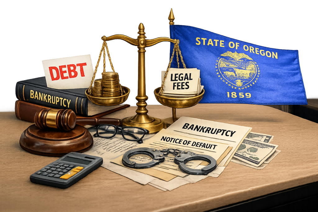 Average Oregon bankruptcy attorney fees and court cost breakdown infographic
