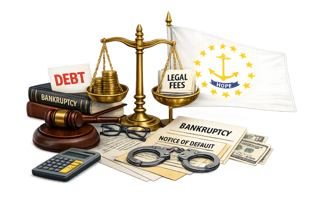Average Rhode Island bankruptcy lawyer fees and court-related cost chart
