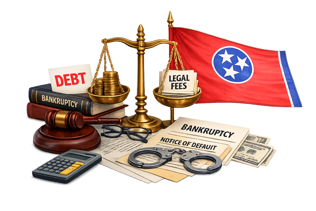 Detailed Tennessee bankruptcy attorney fee and court cost comparison chart
