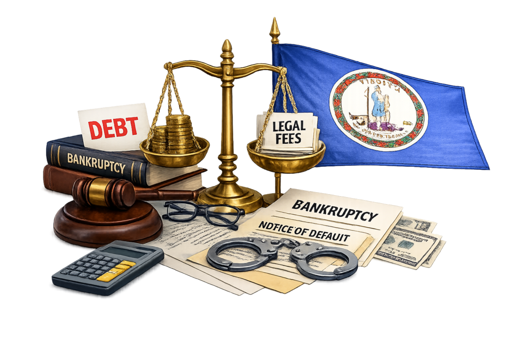 Average Virginia bankruptcy lawyer fees and federal court filing costs
